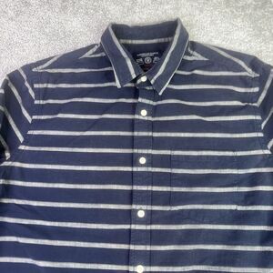 American Eagle Shirt Men's Large Blue Prep Fit Striped Button Down Long Sleeve